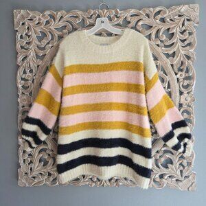Cozy Co. Fuzzy Striped oversized sweater size m/l